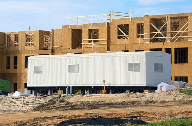 construction workers meeting at office trailers on rent in Carmichael